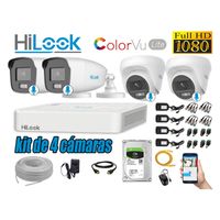 CÁMARAS SEGURIDAD KIT 4 FULL HD HILOOK COLORVU LITE NOCHE COLOR 1TB