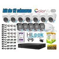 CÁMARAS SEGURIDAD KIT 12 FULL HD HILOOK COLORVU LITE NOCHE COLOR 2TB