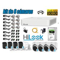 KIT 8 CÁMARAS SEGURIDAD AUDIO INCORPORADO FULL HD 1080P + DISCO 2TB