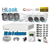 CÁMARAS SEGURIDAD KIT 6 FULL HD HILOOK COLORVU LITE NOCHE COLOR 1TB