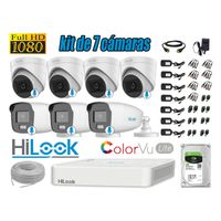 KIT 7 CÁMARAS SEGURIDAD HILOOK FULL HD COLORVU LITE NOCHE COLOR 1TB