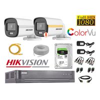 CÁMARAS SEGURIDAD EXTERIOR TUBO KIT 2 1080P COLORVU NOCHE COLOR + DISCO 1TB