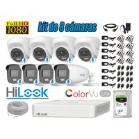CÁMARAS SEGURIDAD KIT 8 FULL HD HILOOK COLORVU LITE NOCHE COLOR 1TB