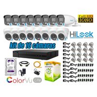 CÁMARAS SEGURIDAD KIT 16 FULL HD HILOOK COLORVU LITE NOCHE COLOR 1TB