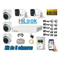 KIT 5 CÁMARAS SEGURIDAD AUDIO INCORPORADO FULL HD + DISCO 2TB