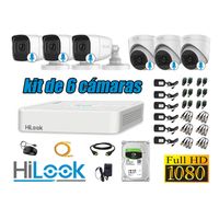 KIT 6 CÁMARAS SEGURIDAD AUDIO INCORPORADO FULL HD 1080P + DISCO 1TB