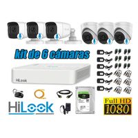 KIT 6 CÁMARAS SEGURIDAD AUDIO INCORPORADO FULL HD 1080P + DISCO 2TB