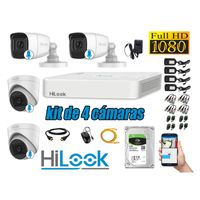 KIT 4 CÁMARAS SEGURIDAD AUDIO INCORPORADO FULL HD 1080P + DISCO 2TB