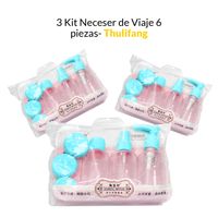 3 Kit Neceser Cremero de Viaje 6 piezas Turquesa