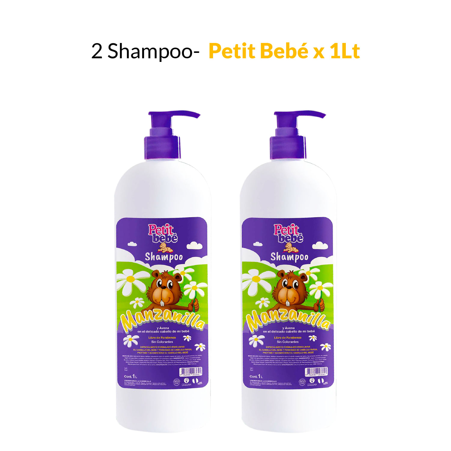 2 Shampoo Petit Bebé x 1lt