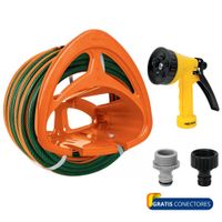 combo manguera 10m porta manguera pistola de riego