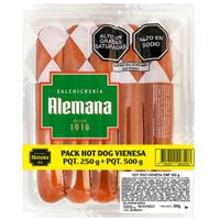 Pack Hot Dog Vienesa S. ALEMANA Paquete 250g + 500g