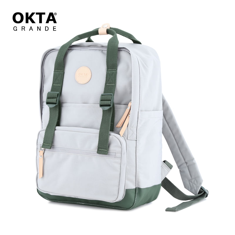 Himawari - Mochila escolar o de viaje porta Laptop - Blanco y Verde