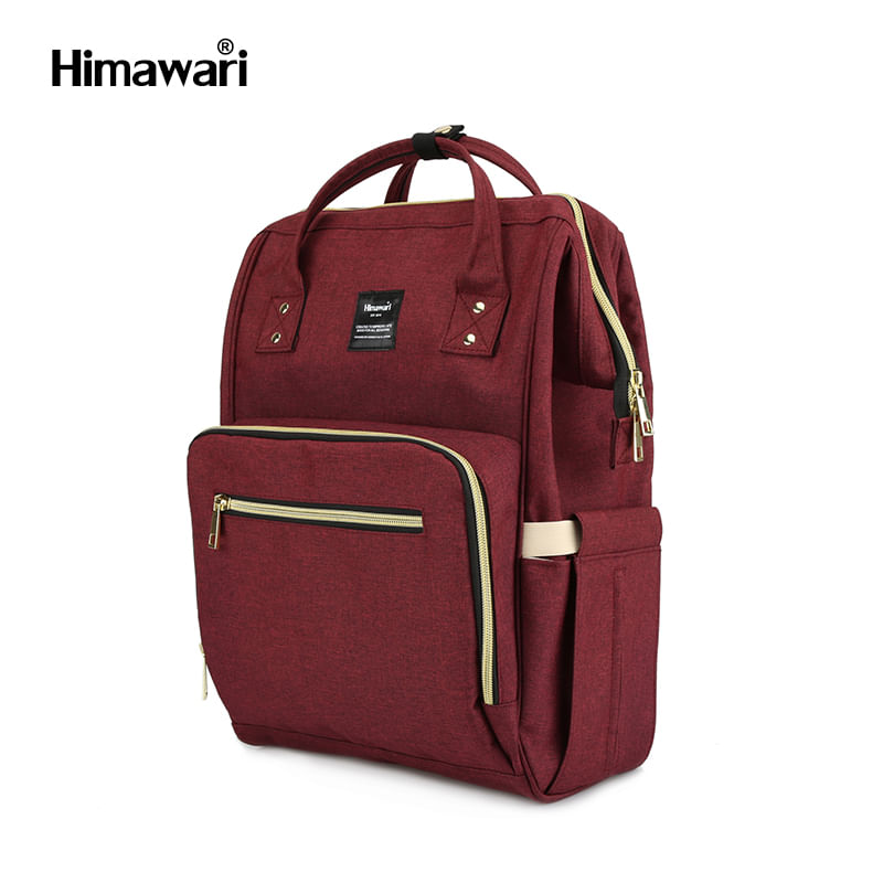 Himawari - Mochila Bolso Maternal Ideal para Mamá Multibolsillos - Rojo Vino