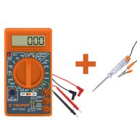 Multímetro digital +Probador de corriente circuitos 6 -12V, Truper