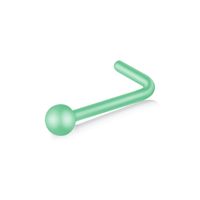 Piercing acrílico para nariz en forma de gancho con puntito nostril verde