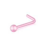 Piercing acrílico para nariz en forma de gancho con puntito nostril rosado