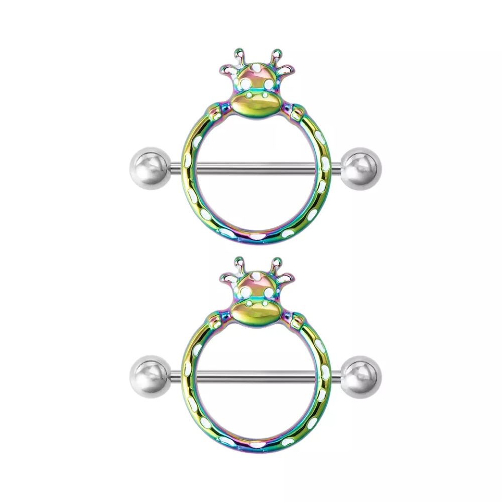 Piercing pezón nipple vaquita multicolor