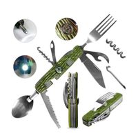 Navaja Multiusos Cuchillo Tenedor Cuchara 11 Funciones Camping Supervivencia