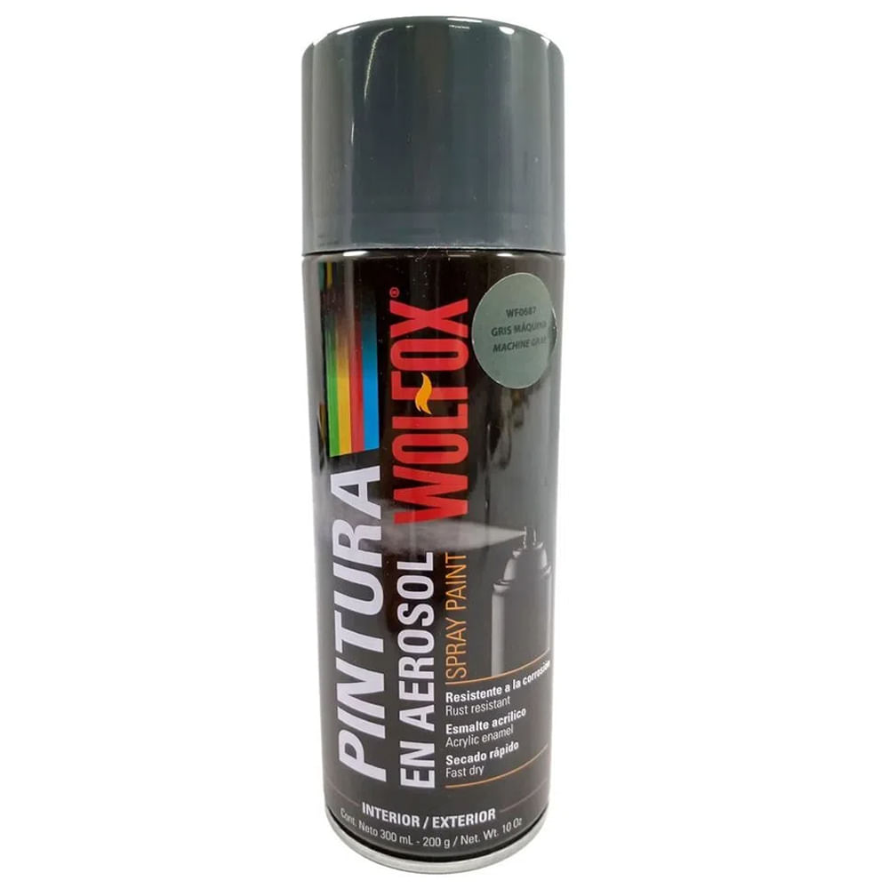 Pintura en Spray Colores Básicos Gris Máquina 300 ml Wolfox WF0687