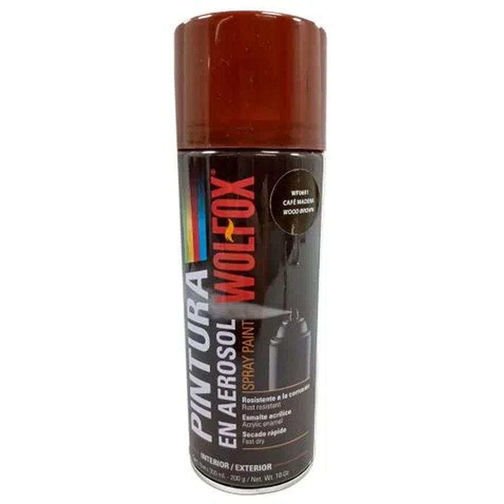 Pintura en Spray Colores Básicos Café Madera 300 ml Wolfox WF0691