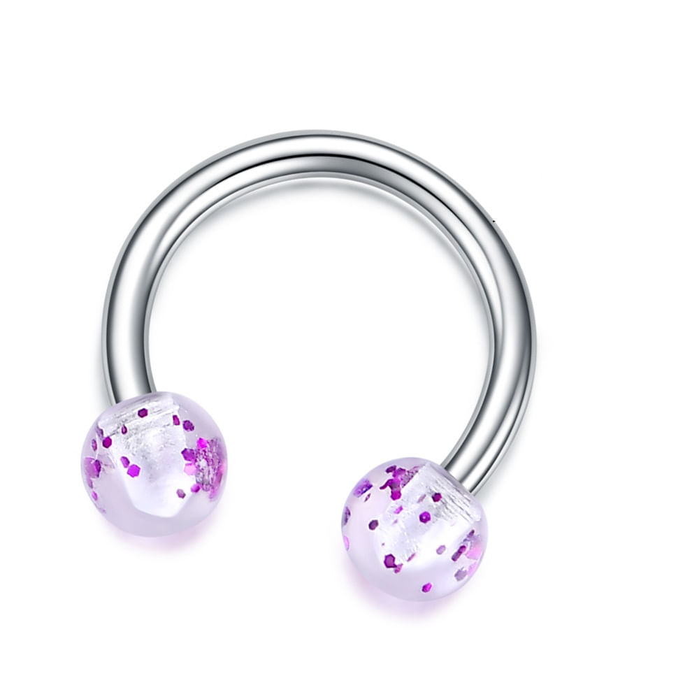 Piercing para septum smiley labret nariz labio oreja escarchas moradas 8mm