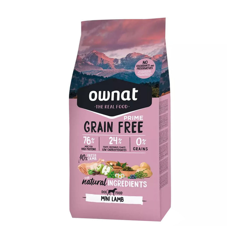 Ownat Prime Libre de Granos Mini Adulto Sabor Cordero 3kg