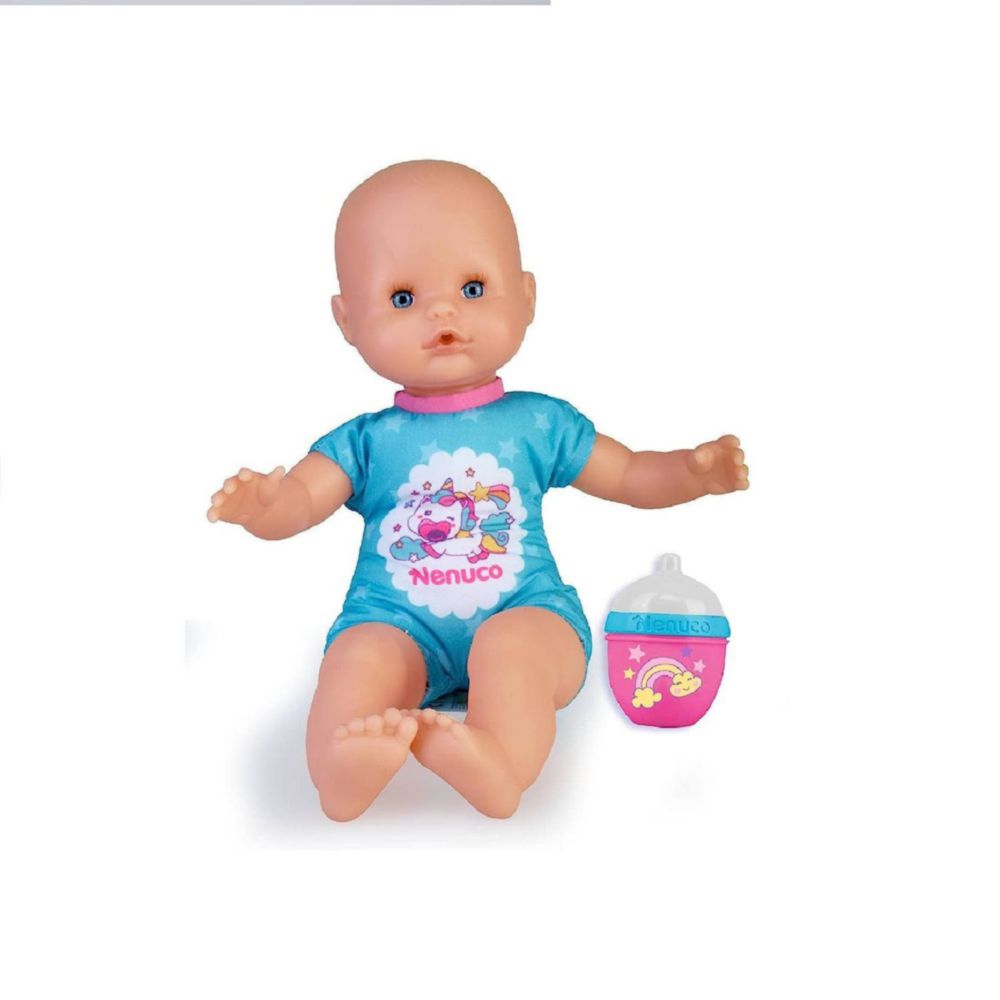Muñeca Nenuco Con Biberon Y Sonajero Celeste