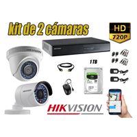 Kit 2 Cámaras de Seguridad Hikvision Hd 720P mas Disco 1Tb Hdmi P2P