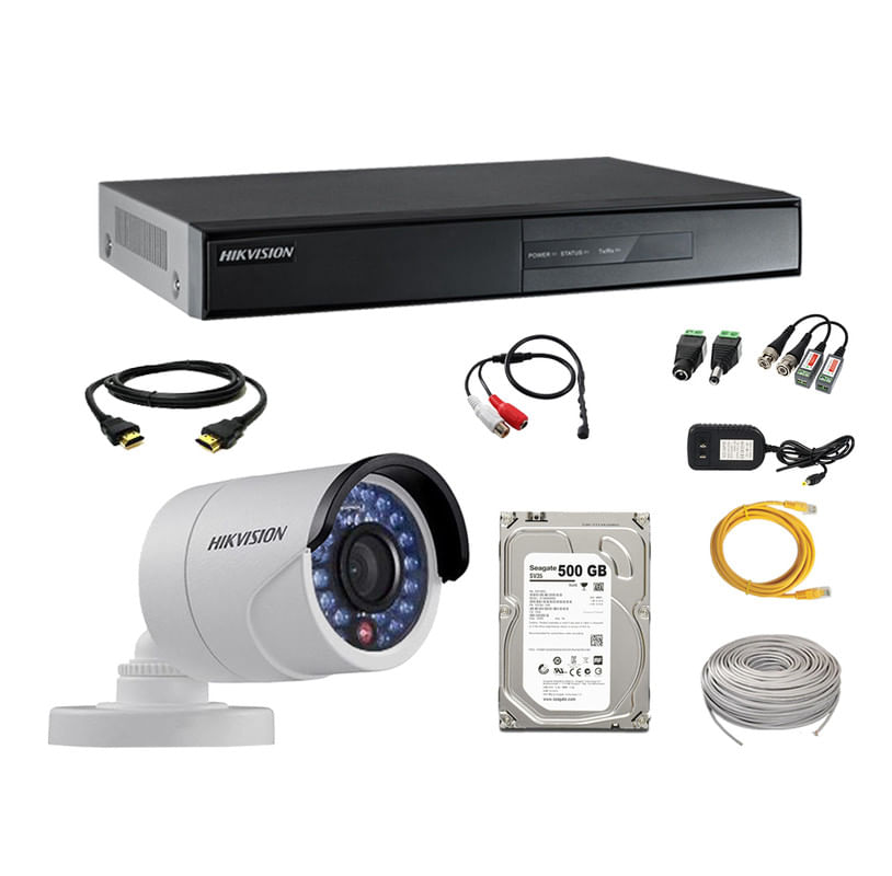 Kit 1 Cámaras de Vigilancia Hikvision Hd 720P 500Gb Mas Kit de Micrófono