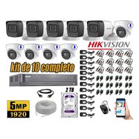 Kit 10 Cámaras de Seguridad Hikvision 5Mp 05 Cámaras Audio Incorporado P2p