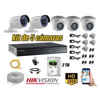 Kit 5 Cámaras de Seguridad Hikvision Hd 720P mas Disco 2Tb Completo P2P