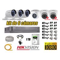 Kit 6 Cámaras de Seguridad Hikvision 2 Camara Audio Incorporado Full HD 2mp