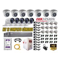 Kit 12 Cámaras de Seguridad Hikvision Hd 720P mas Disco 2Tb Completo P2P