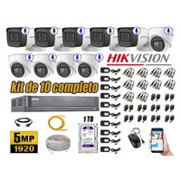 Kit 10 Cámaras de Seguridad Hikvision 5Mp Audio Incorporado Completo