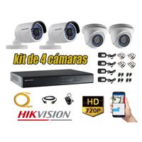 Kit 4 Cámaras de Seguridad Hikvision Hd 720P mas Cable Hdmi P2P