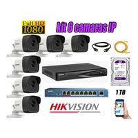 Kit 6 Cámaras de Seguridad Ip Exterior Hikvision mas Disco 1Tb Wd Púrpura