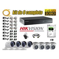 Kit 8 Cámaras de Seguridad Hikvision Full Hd 1080P mas Disco 1Tb Hdmi P2P