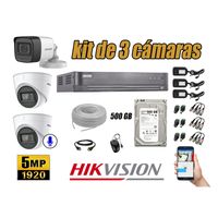 Kit 3 Cámaras de Seguridad Hikvision 5Mp 01 Cámara Audio Incorporado Hdmi