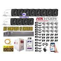 Kit 12 Cámaras de Seguridad Exterior It3F Hikvision Full Hd 1080P mas Disco 2Tb Wd P2p