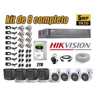 Kit 8 Cámaras de Seguridad Hikvision 5Mp 4 Cámaras Audio Incorporado Hdmi
