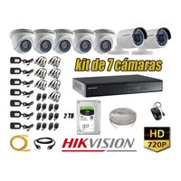 Kit 7 Cámaras de Seguridad Hikvision Hd 720P mas Disco 2Tb Completo P2P
