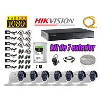 Kit 7 Cámaras de Seguridad Exterior Hikvision Full Hd 1080P mas Disco 1Tb