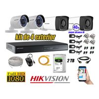 Kit 4 Cámaras de Seguridad Exterior It3F Hikvision Full Hd 1080P Disco 2Tb Wd