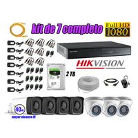 Kit 7 Cámaras de Seguridad It3F Hikvision Full Hd 1080P mas Disco 2Tb Mayor Alcance P2P