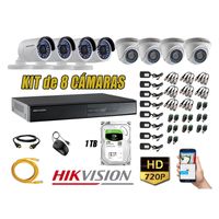 Kit 8 Cámaras de Seguridad Hikvision Hd 720P mas Disco 1Tb Hdmi P2P
