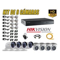 Kit 8 Cámaras de Seguridad Hikvision Hd 720P mas Cable Hdmi P2P