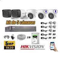 Kit 5 Cámaras de Seguridad Hikvision 5Mp 2 Cámaras Audio Incorporado P2p