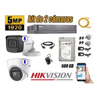 Kit 2 Cámaras de Seguridad Hikvision 5Mp P2P Audio Incorporado Completo