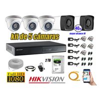 Kit 5 Cámaras de Seguridad It3F Hikvision Full Hd 1080P mas Disco 2Tb Mayor Alcance Ip66